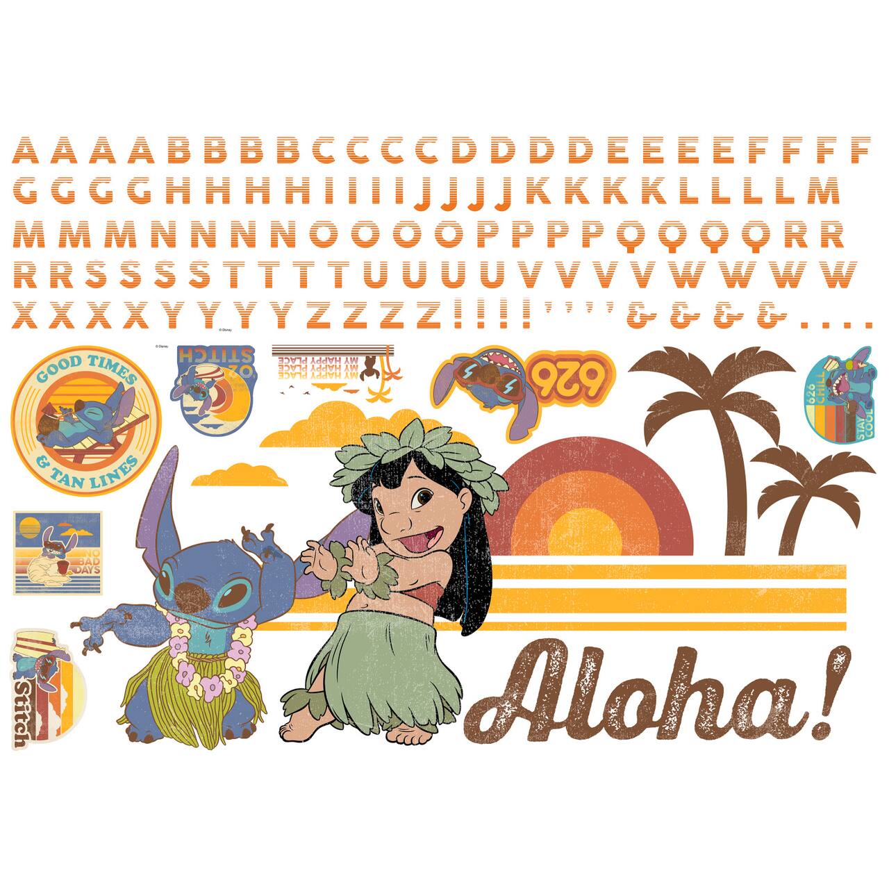 RoomMates Lilo & Stitch Peel & Stick Giant Wall Decal Set with Alphabet